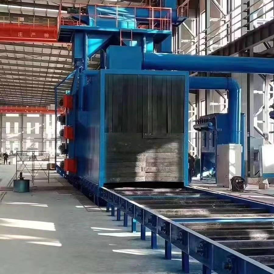 型材通过式抛丸机厂家汽车尾板大梁悬链式抛丸喷砂机设备生产