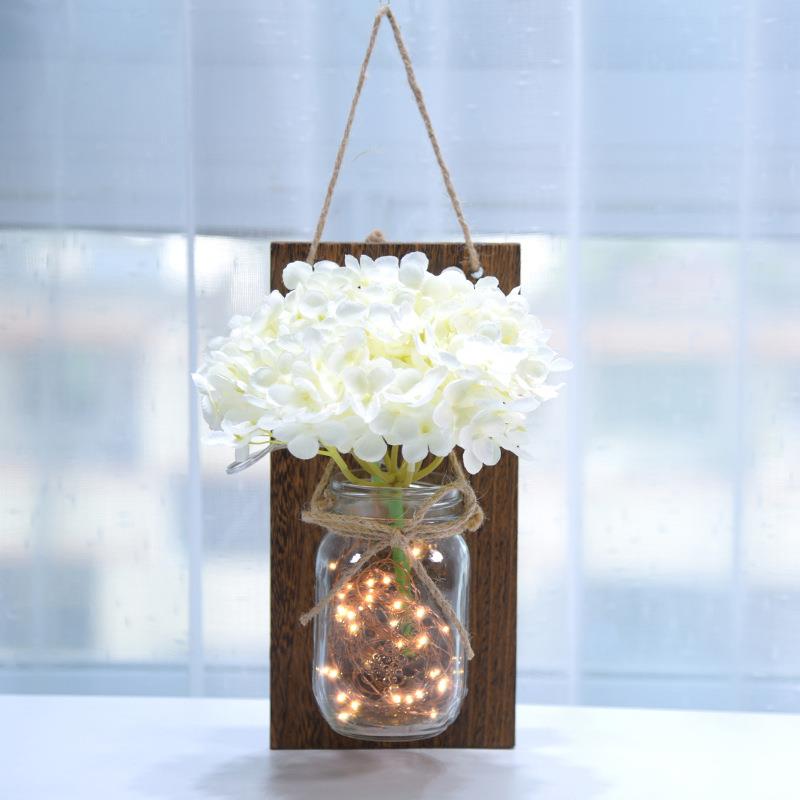 853家居木板挂件绣球梅森罐灯玻璃罐墙壁遥控5米50灯壁灯实价