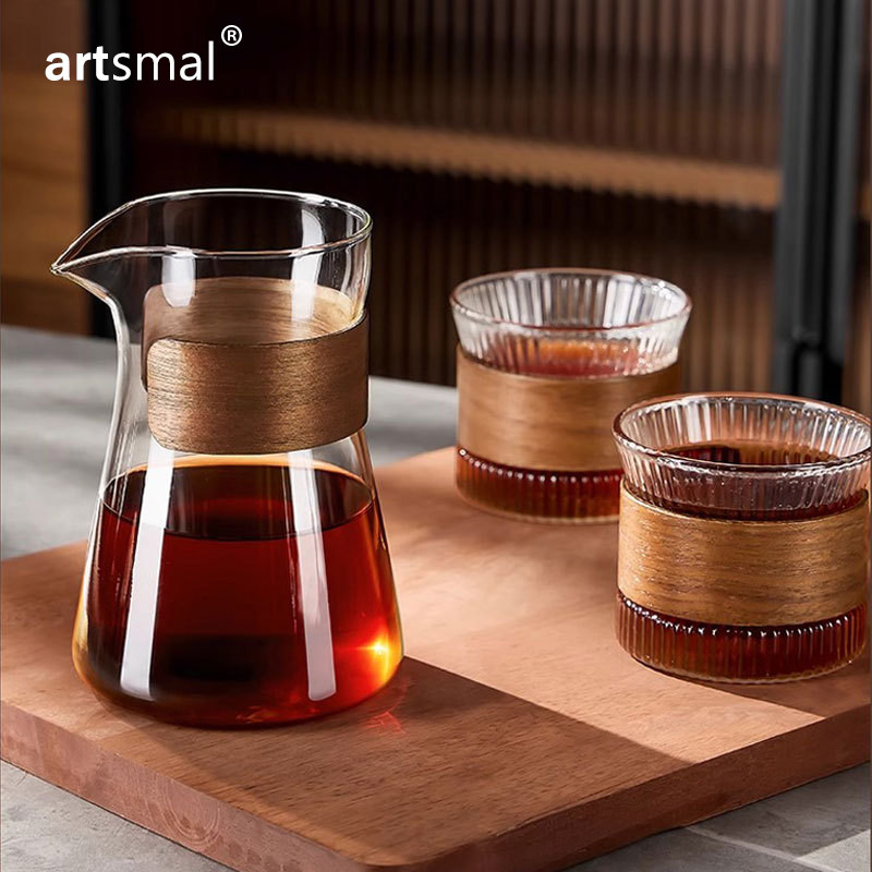 artsmal手冲咖啡防烫木环分享壶高硼硅玻璃冷热咖啡杯挂耳过滤杯