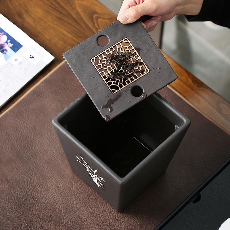 唐宋电木方形小号建水复古创意桌面茶渣桶茶水桶功夫茶道茶具配件