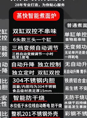 蒸快全自动升降煮面炉商用电热燃气汤粉炉冲浪煮面机水饺机