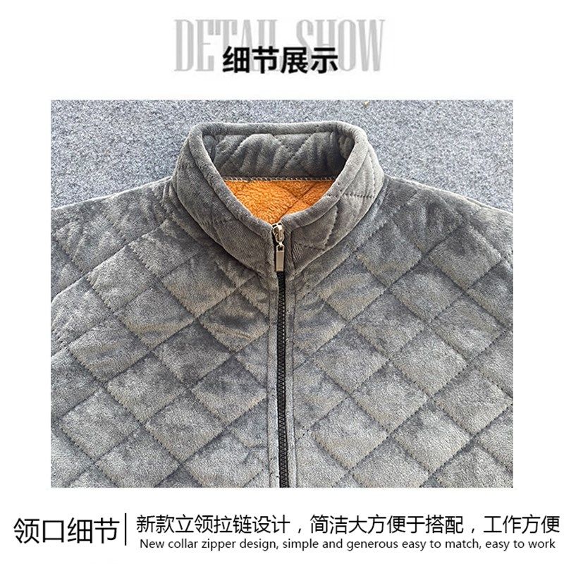 罩衣男士秋冬装拉链服宽松立领加绒加厚棉衣短款修身小棉袄工作服