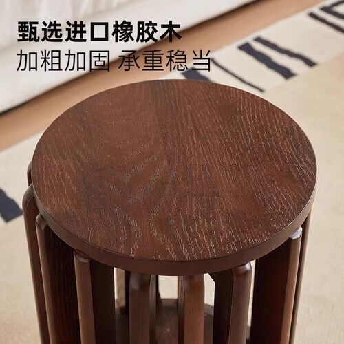 实木叠放茶几带滑轮待客餐桌凳备用叠叠乐