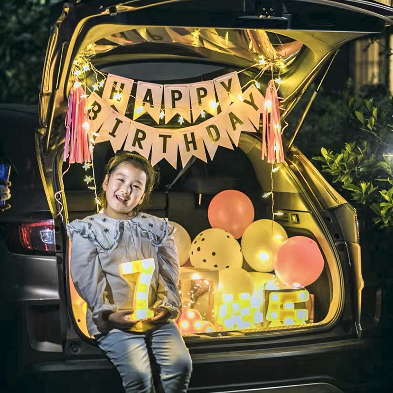 後备箱惊喜生日女儿轿车装饰布置女童汽车後备箱生日惊喜儿童女孩