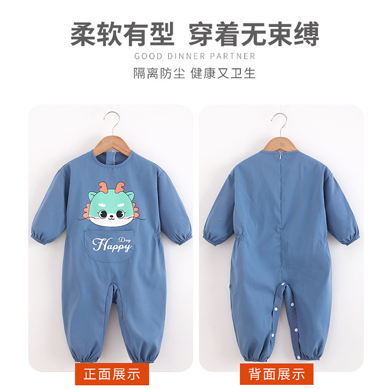 宝宝连体罩衣防水防脏秋冬新款男