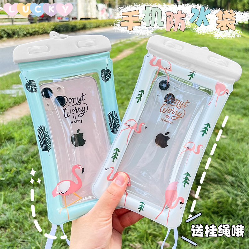 户外漂浮气囊充气手机防水袋触屏游泳透明防水手机袋手机防水套