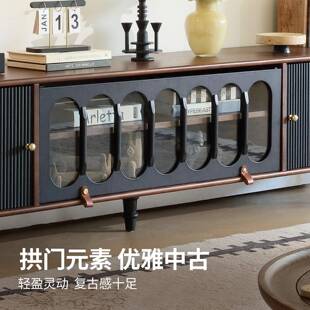 法户式中古客风实木霍格沃茨电视柜复古厅小沃茨电视型靠纳墙一体