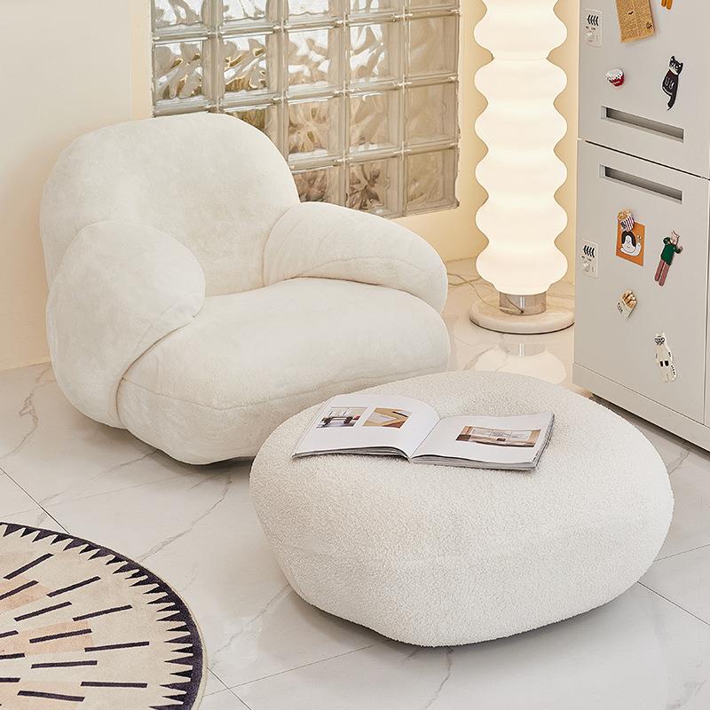 人奶油风大白椅摇客87871651休厅单躺椅网红阳台闲椅懒人阅读单椅