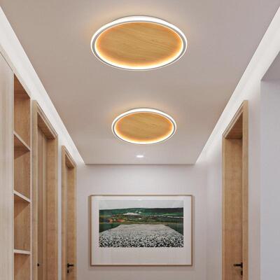 日LD吸顶灯超时薄全光谱卧室灯圆PWRE形式木纹过道灯尚温馨家居灯