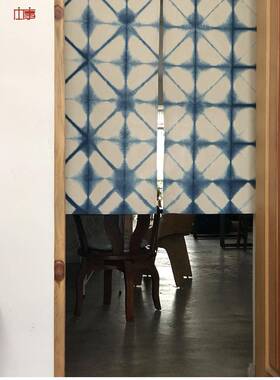 BV4|本|▋手工T植物蓝染棉布门帘暖帘QID半帘▋事总宽80x120cmLZ2