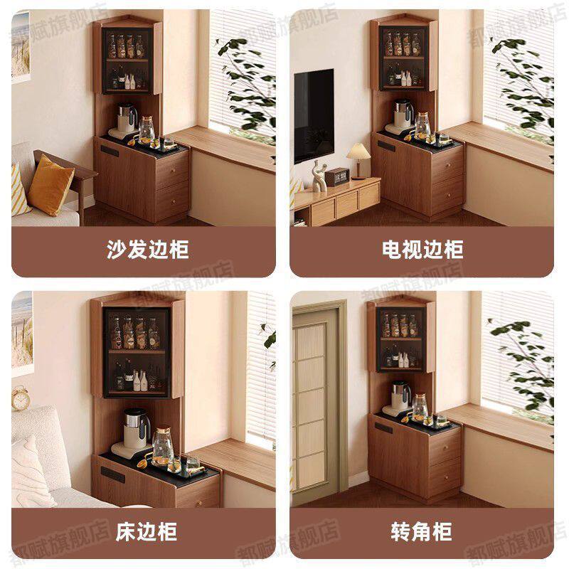 实木转角置物架床头沙发三角边柜客厅卧室拐角收纳储物墙角侧边柜