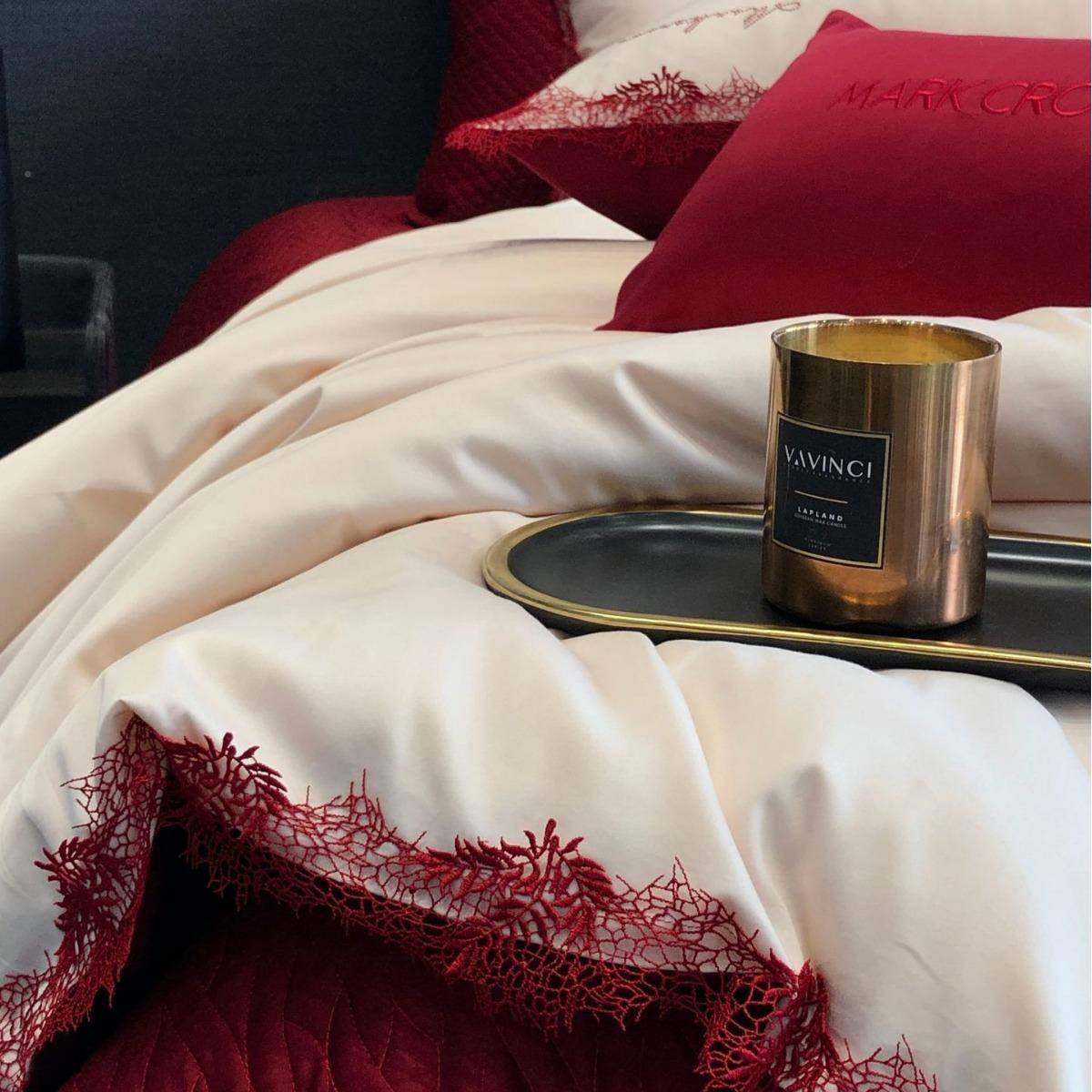 CML简洛克风长绒棉四件套喜用庆婚嫁蕾丝边高端纯巴棉约床上品婚