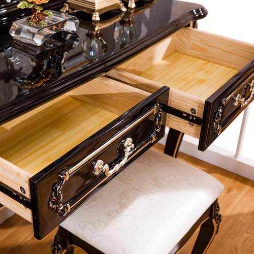 欧梳妆台实木法式化妆迷桌韩式式园你小户型梳妆镜新XSZ古典黑檀