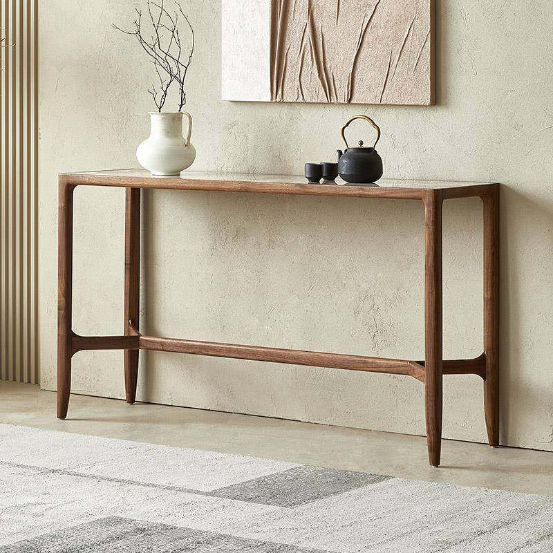 北户美黑胡桃玄关桌意式简岩玄GIS关台入极走廊条板案条几木