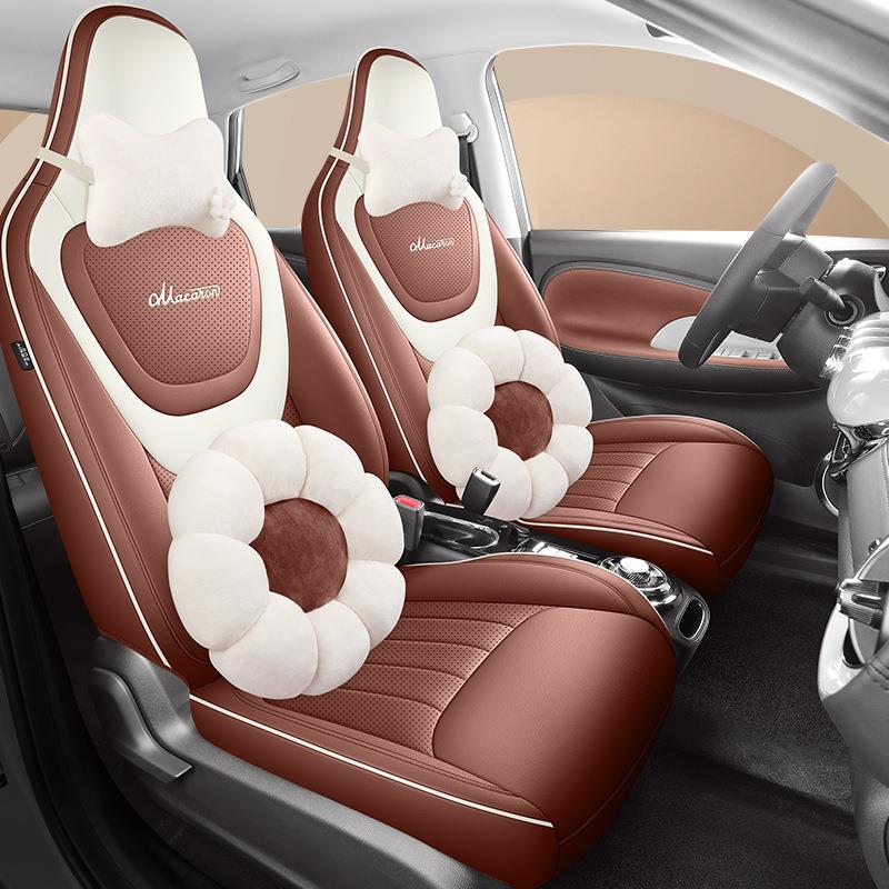 2迷4新款五JS./DHZNv菱宏光minie座椅套G垫B复古风棕色你坐套全包