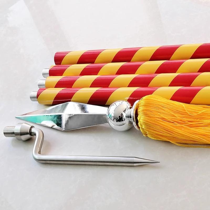 仪仗队旗杆授旗旗旗杆INC红黄条纹旗须边旗绒边旗少队先队杆阅兵