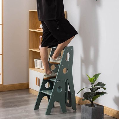 折叠梯凳子家用实木多功能梯子椅子两用折叠梯子凳四步梯凳实木梯