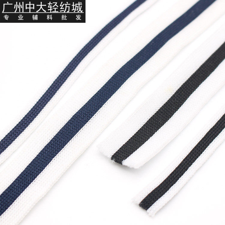 黑白深蓝白条纹针织色织微弹织带装饰带服装辅料宽1/2cm70米/卷图片