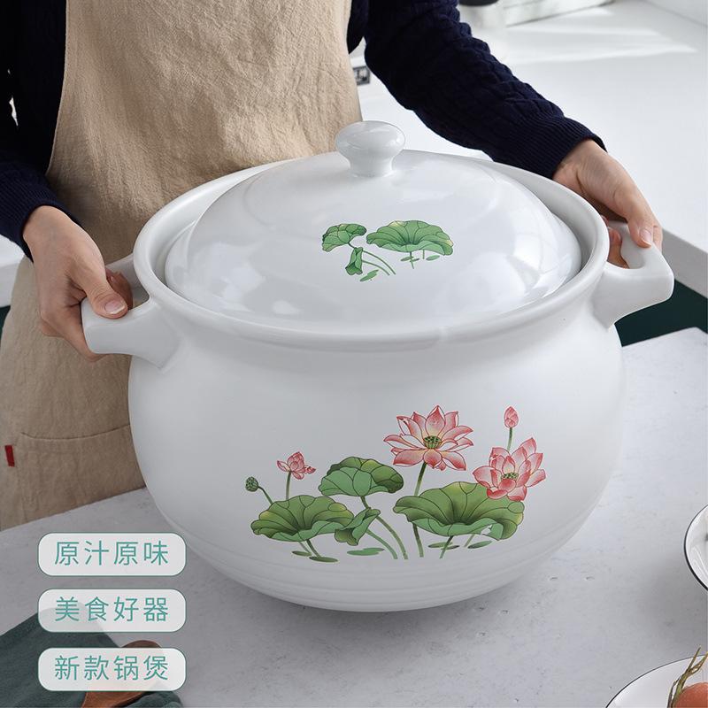 PK7J陶瓷沙锅8L大容量12L商用15升瓦煲耐高温超大砂锅炖锅煲汤明