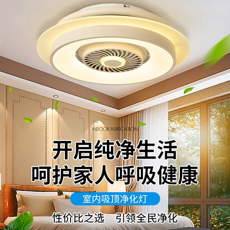 棋牌室吸烟灯酒店麻将馆空气净化器现代客厅餐厅风扇灯升降吊灯