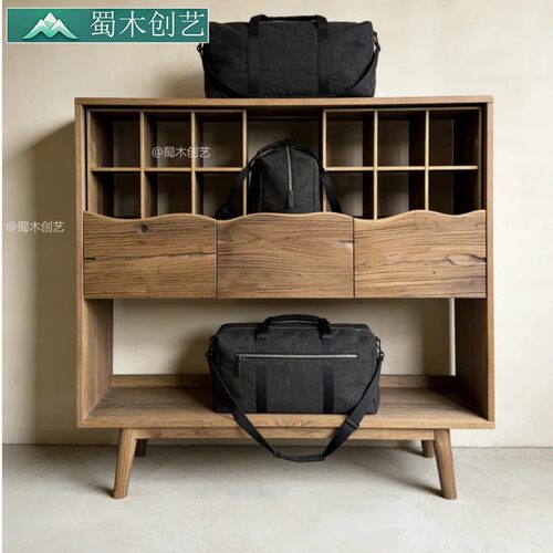 蜀木创艺复古实木多层收纳柜