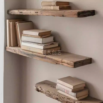 蜀木创艺实木一字隔板置物架