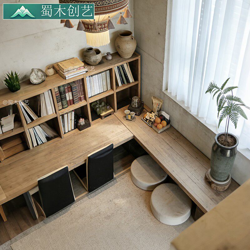 实木定制小尺寸转角桌柜一体矮桌