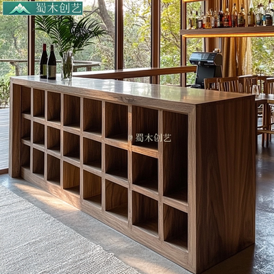 蜀木创艺复古一柜多用吧台桌