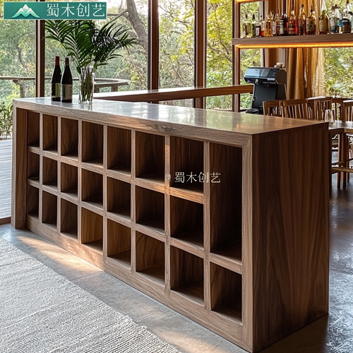 蜀木创艺复古一柜多用吧台桌