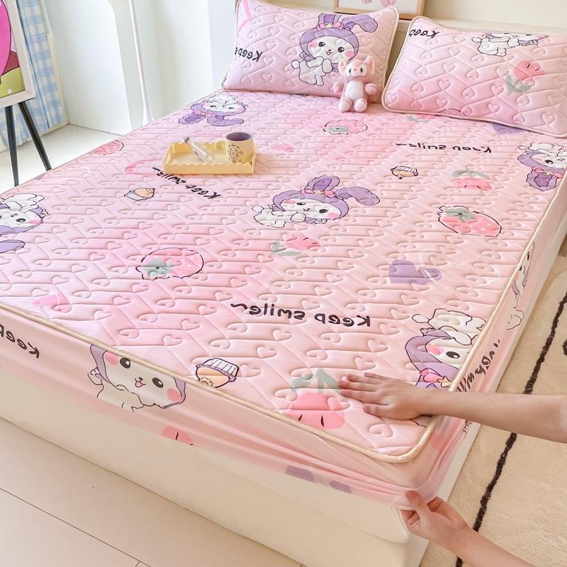 2025新款夏季冰丝床笠款乳胶凉席三件套可爱小女生宿舍婴儿可机洗