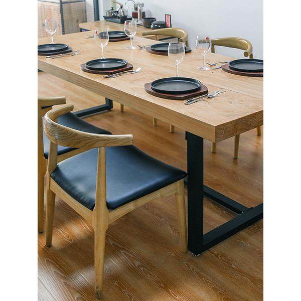 简约现代定制铁艺家用实木书桌洽谈桌长方形餐厅桌办公桌椅组合