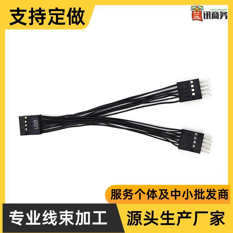 主板USB扩展线USB9针一分二USB2.0一拖二线延长线加长线9PIN连接