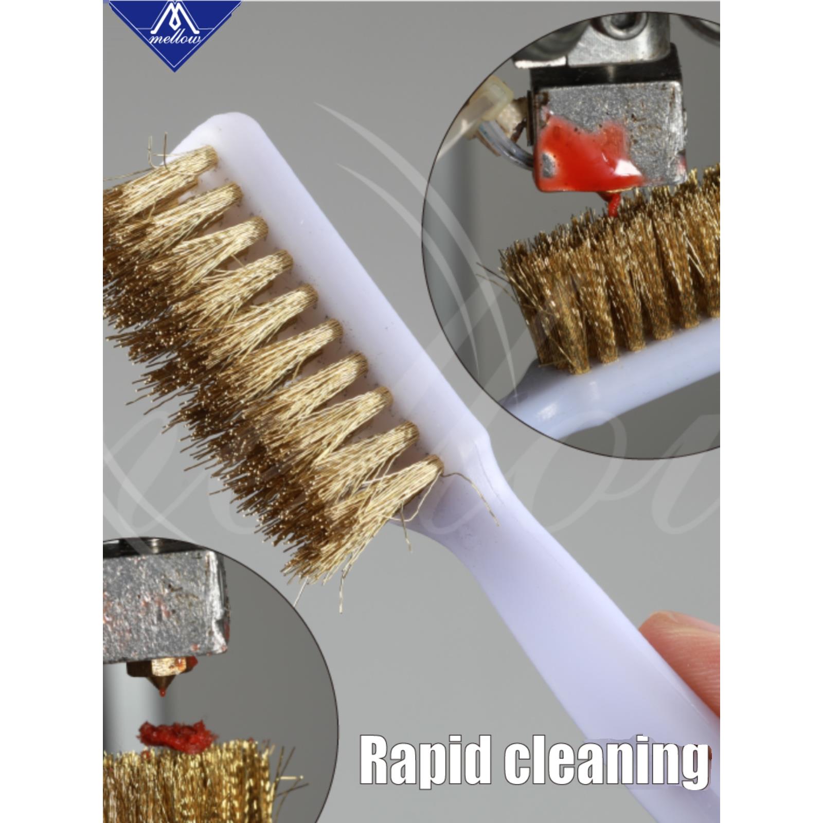 圆润3D打印机挤出喷嘴喷嘴清洁铜丝牙刷工具铜刷柄热床清洁刷