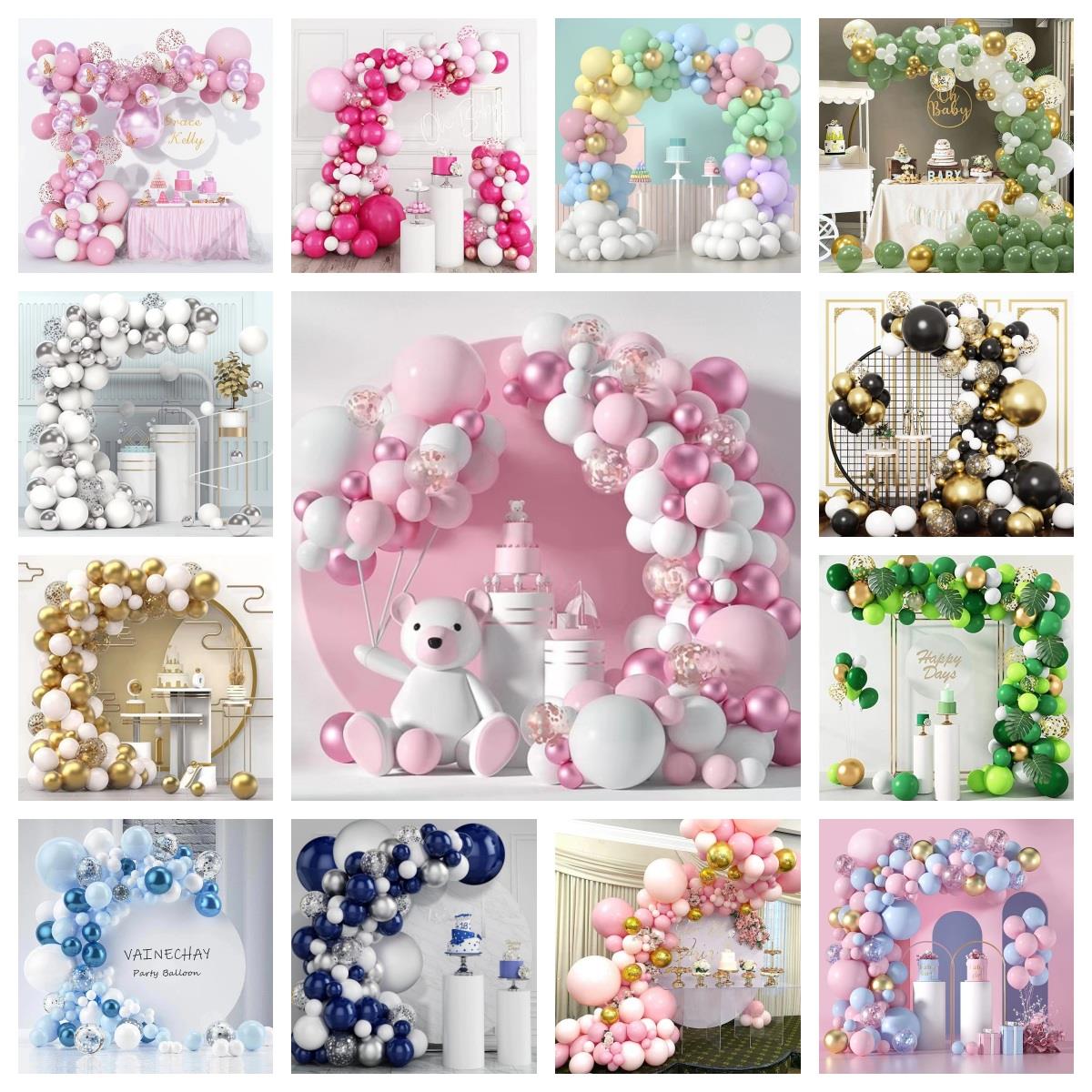 马卡龙气球套装场景布置气球拱门婚庆生日派对装饰店铺气球链套餐