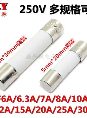 5x20 6x30MM 陶瓷保险丝/管 250VF6A/7A/8A/10A/15A/20A （10个）