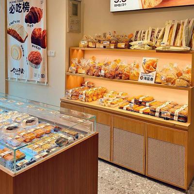 日式面包柜边柜面包展示柜开放式中岛柜面包架蛋糕展示架玻璃商用