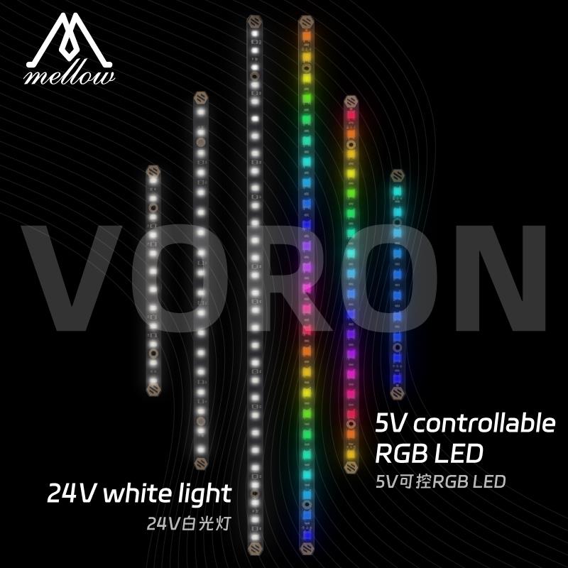 Mellow 2Pcs Voron 0.1/0.2/2.4 5V RGB/24V白光灯条Disco Stick