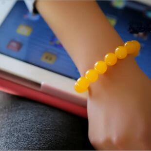 玉石串珠水晶黄玉髓手链 手串单圈招财简约男士似蜜蜡饰品礼物女