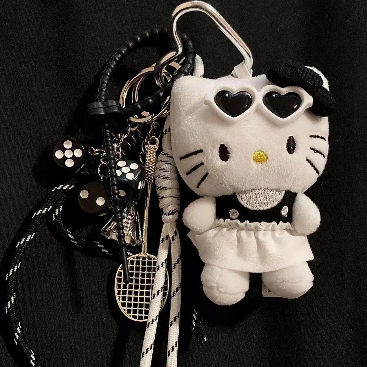 羽毛球配饰挂件hellokitty黑色包包挂件公仔挂饰小礼品书包可爱kt