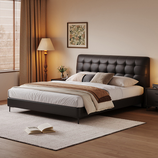 皇朝家居头层牛皮床主卧双人床法式 复古风床床1米八双人床DA2512