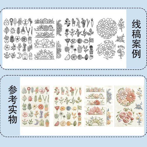 植物花卉线稿水溶布可来图打印