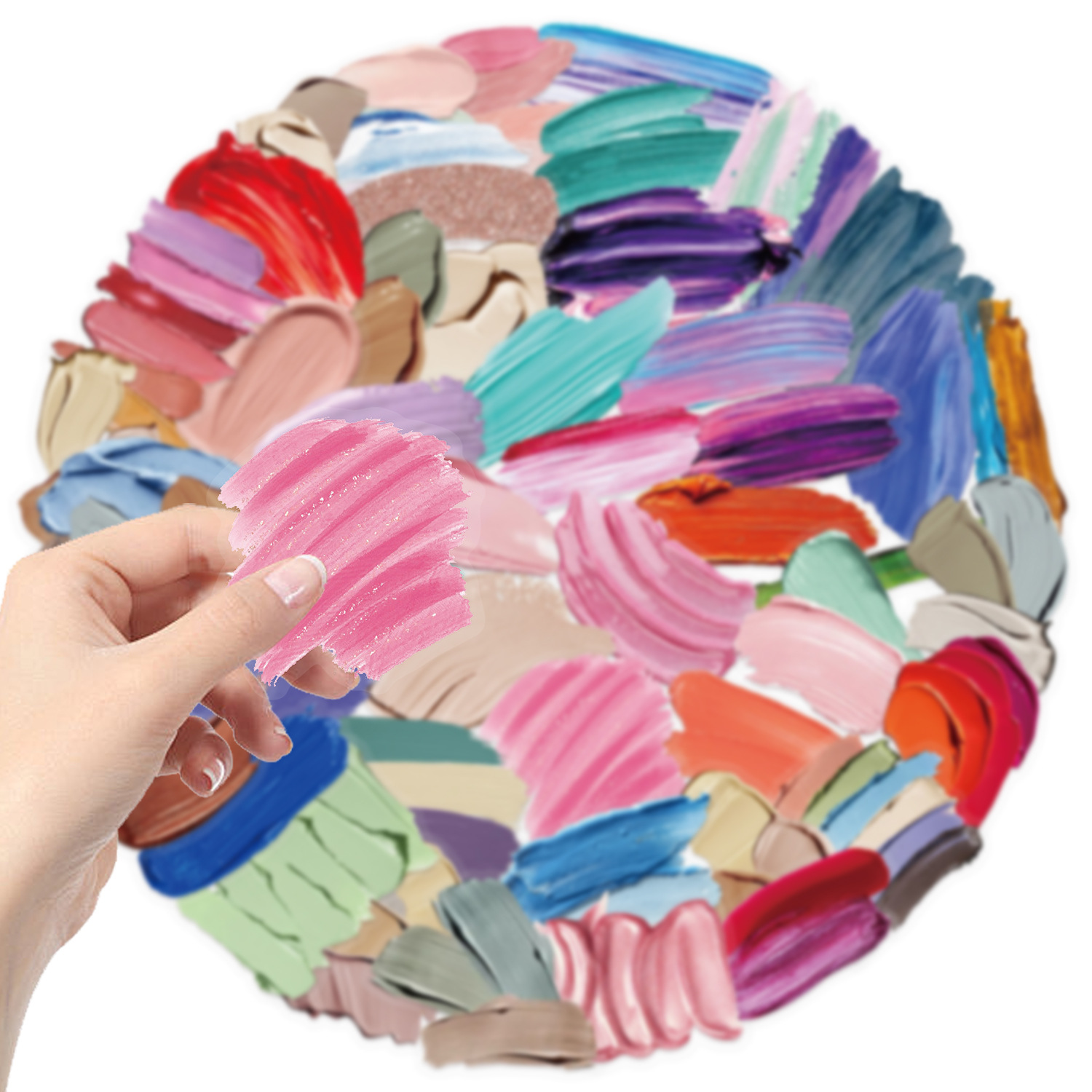 50张卡通调色盘颜料贴纸防水透明