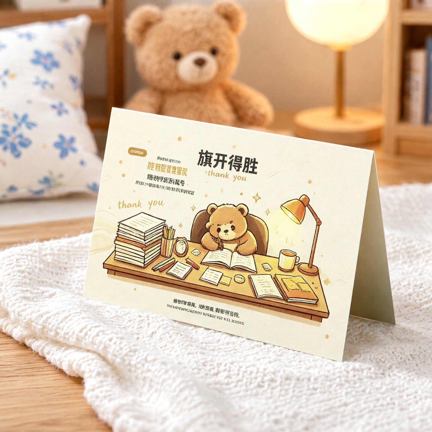 可爱小熊折叠感谢贺卡送同学