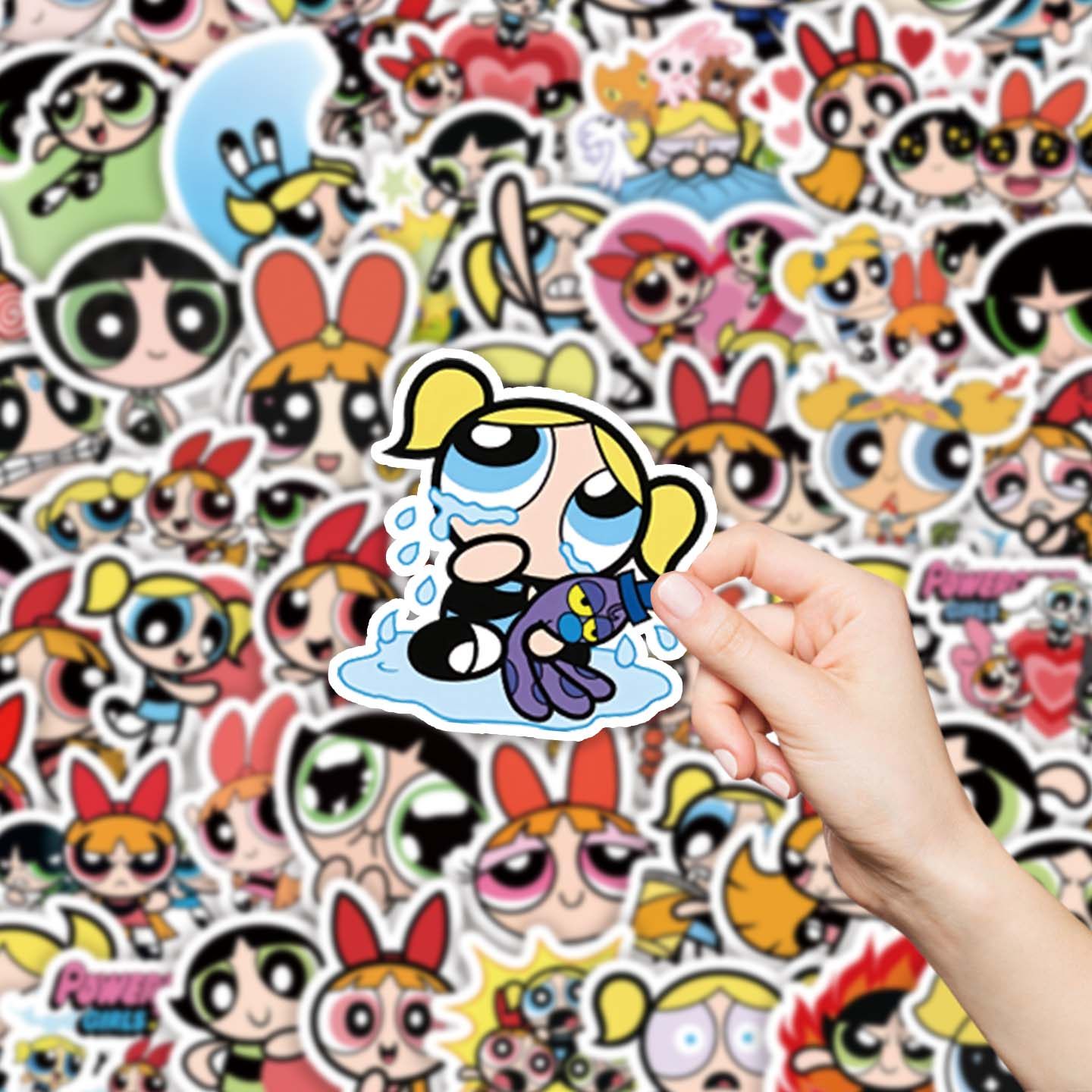 卡通动漫飞天小女警防水贴纸DIY行李箱手机壳吉他笔记本电脑文具滑板水杯个性涂鸦环保无异味手账装饰贴纸