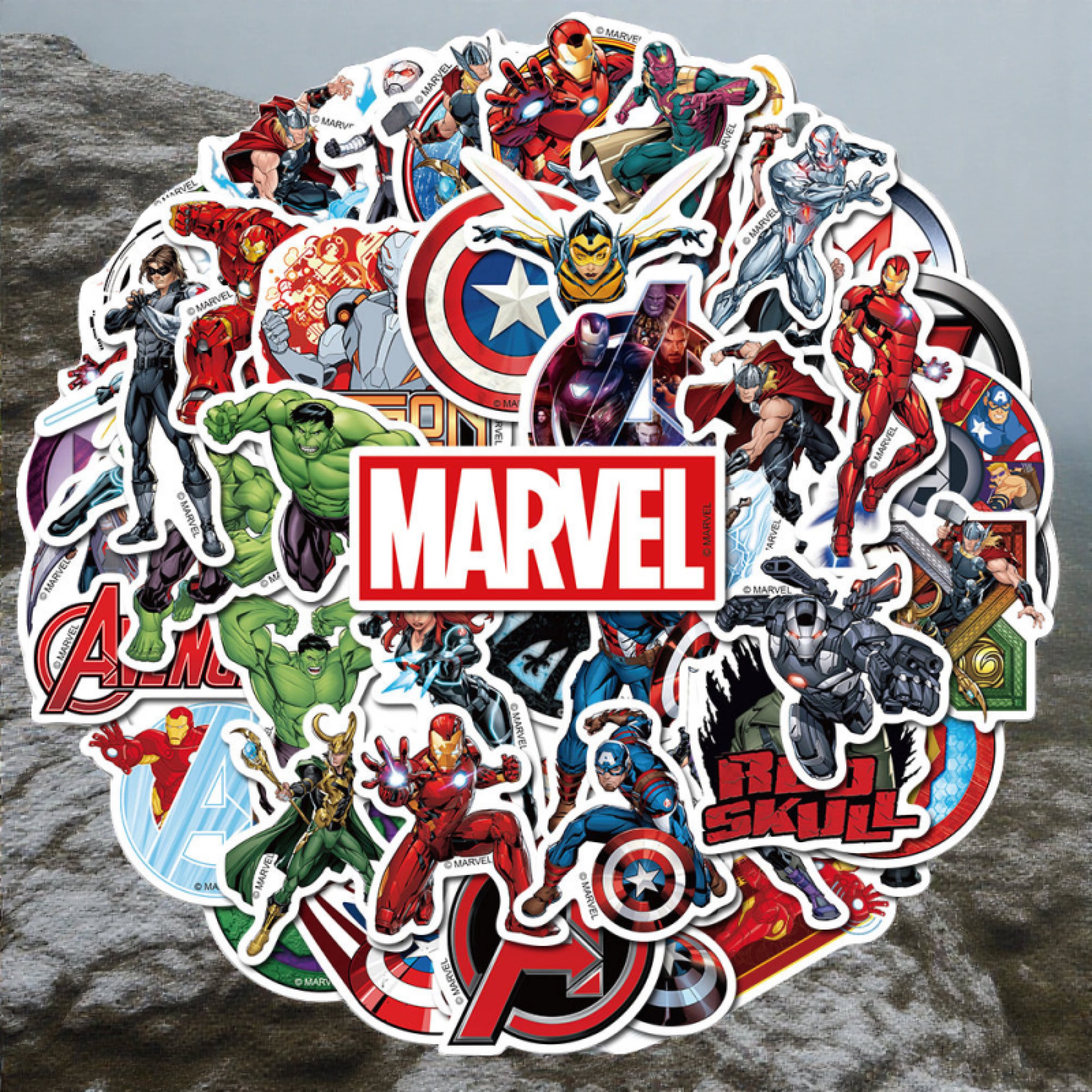 50张复仇者联盟贴纸手账手机旅行箱电脑水杯防水贴画钢铁侠蜘蛛侠
