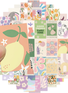 50张Danish Pastel丹麦粉少女心贴纸手账电脑行李箱防水贴画ins