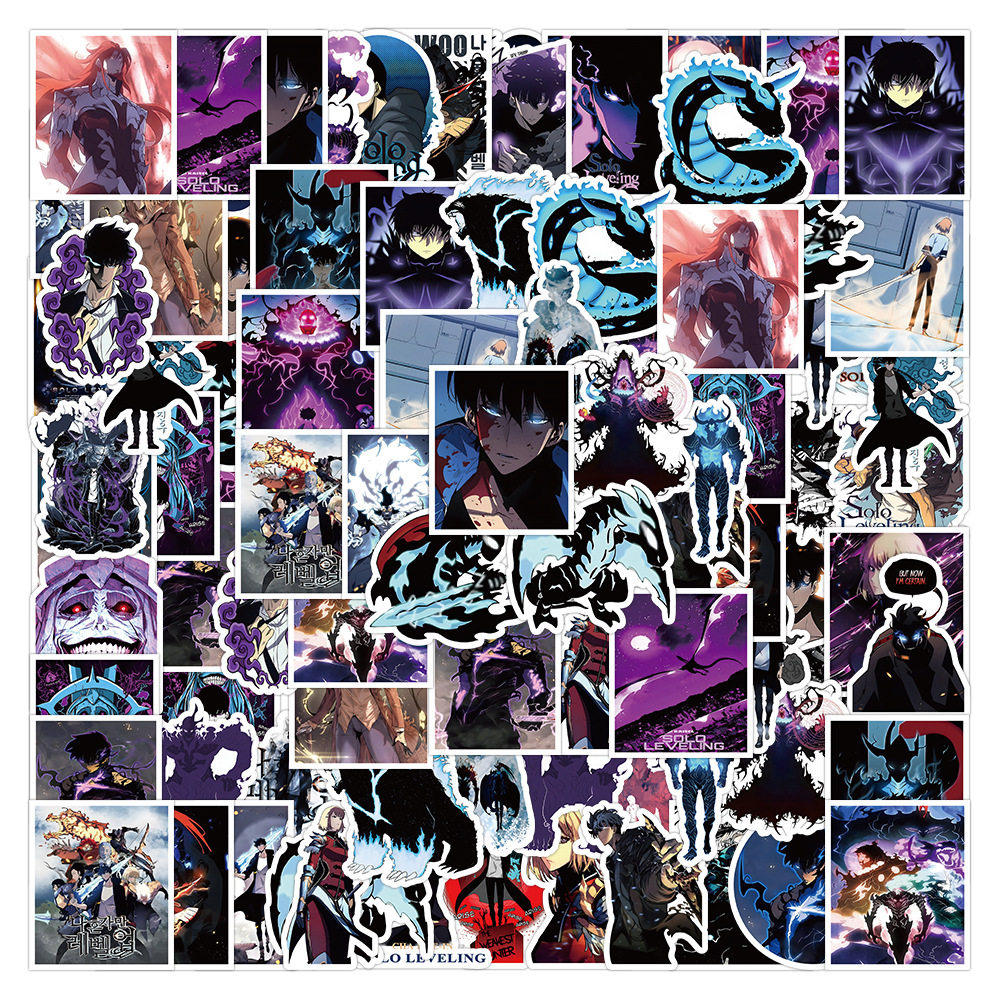 50张韩国漫画我独自升级贴纸行李箱吉他冰箱贴画 solo Leveling