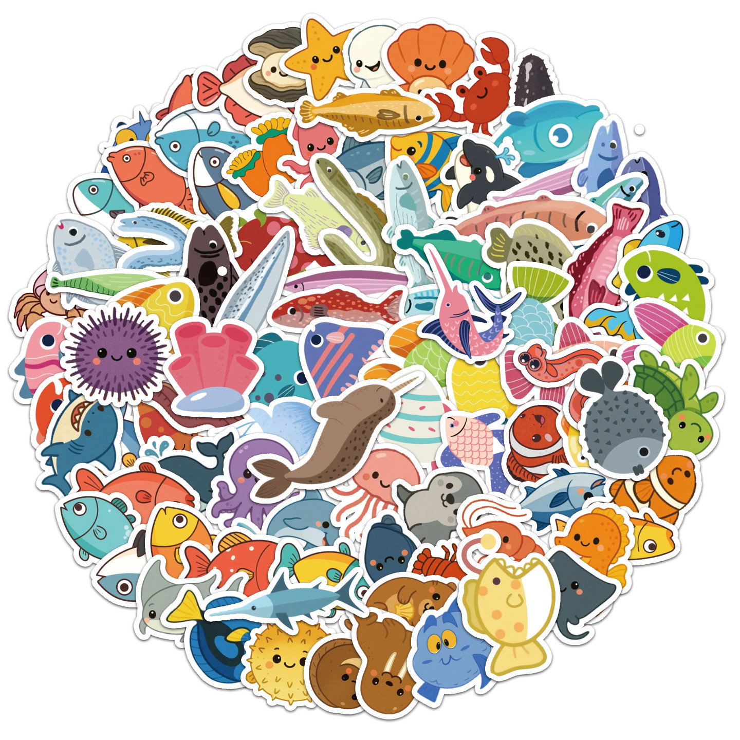 海洋生物卡通贴纸可爱鱼类海星贝壳创意DIY手账装饰贴,玩具/童车/益智/积木/模型,贴纸,淘宝优惠券,粉丝福利购,淘宝优惠卷
