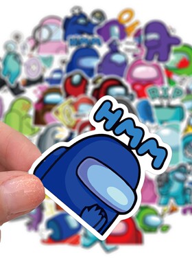 50张among us 游戏贴纸行李箱电脑手机壳头盔儿童防水贴画玩具