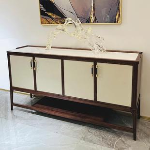 轻奢乌金木四开门高电视柜装 新中式 饰柜1.60米岩板玄关门厅餐边柜